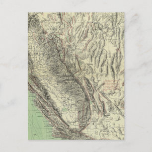 Postale Carte géomorphique, Californie, Nevada
