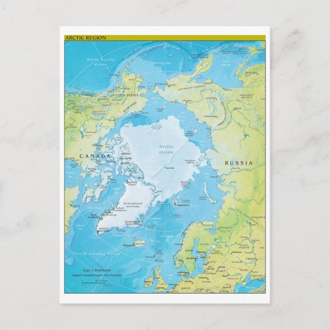 Postale Carte géopolitique régionale de l'Arctique (Devant)