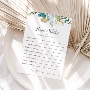 Postale Carte Gold Floral Baby shower Vert