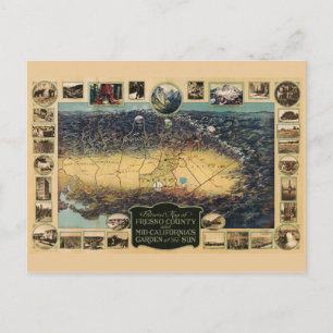 Postale Carte graphique du comté de Fresno, Californie (19