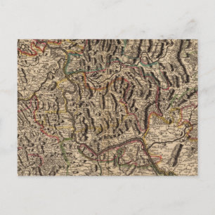 Postale Carte gravée de la vallée du Rhin