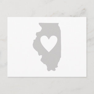 Postale Carte gris de l'Illinois Coeur en forme Amour illi