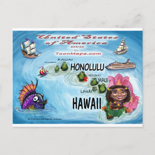 Postale Carte Hawaii USA (Devant)