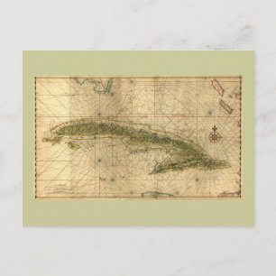 Postale Carte historique de Cuba en 1639 par Joan Vinckebo