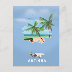 Postale Carte illustrée d'Antigua affiche de voyage