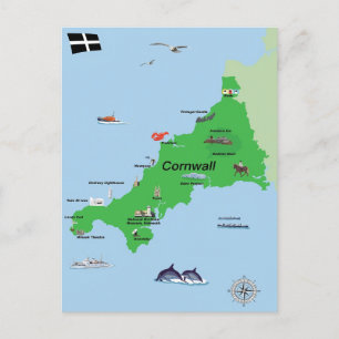 Postale Carte illustrée de Cornwall