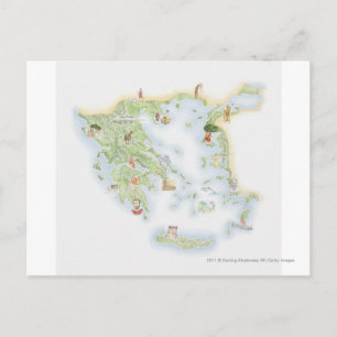 Postale Carte illustrée de la Grèce antique