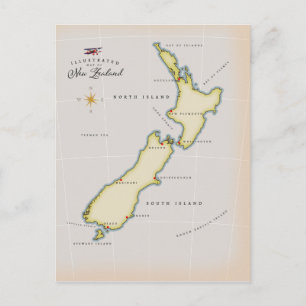 Postale Carte illustrée de la Nouvelle-Zélande