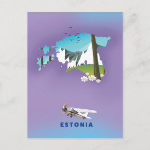 Postale Carte illustrée de l'Estonie affiche touristique