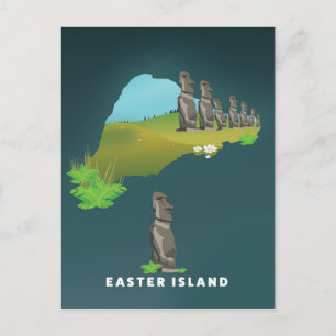 Postale Carte illustrée de l'île de Pâques affiche de voya