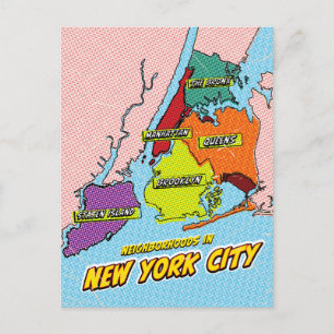 Postale Carte illustrée de New York dans le style Pop Art