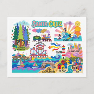 Postale Carte illustrée de Santa Cruz - Planche à roulette