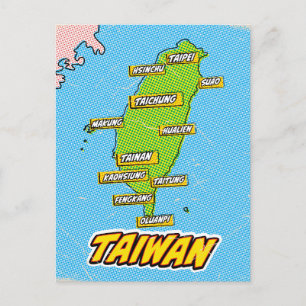 Postale Carte illustrée de Taiwan dans le style Pop Art