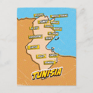 Postale Carte illustrée de Tunisie Pop Art