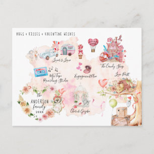 Postale Carte illustrée de village à l'aquarelle pour la S