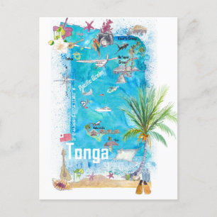 Postale Carte illustrée de voyage de Tonga Polynésie 