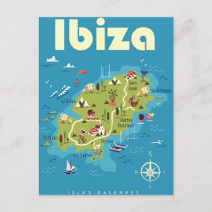 Postale Carte illustrée d'Ibiza