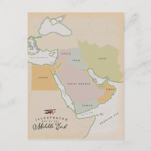 Postale Carte illustrée du Moyen-Orient.