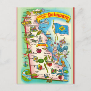 Postale Carte illustrée vintage du Delaware