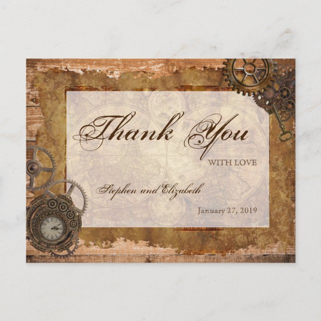 Postale Carte industrielle Steampunk Vintage Bois (Devant)