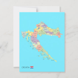 Postale Carte isolée des régions de Croatie