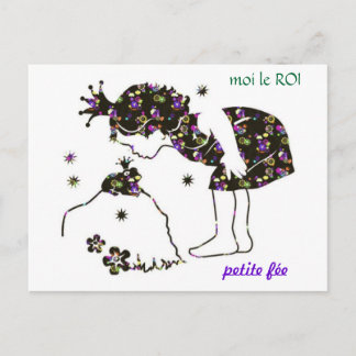 Postale Carte jolie petite fée grenouille