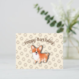 Postale Carte Joyeux Anniversaire Welsh Corgi Pembroke Mod