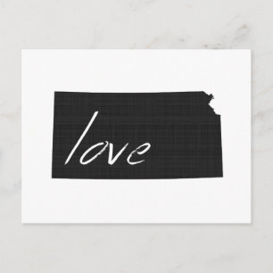 Postale Carte Love Kansas Formé Antique Black Chalkboard