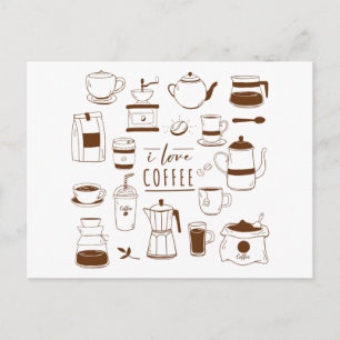 Postale Carte Lover Café - Addict à la caféine -Coupe -Bar