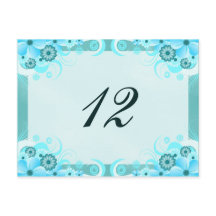 Carte Mariage Aqua Blue Hibiscus