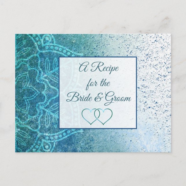 Postale Carte mariage Mandala bleu turquoise Recette (Devant)