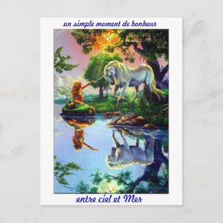 Postale Carte mer sirène licorne ombre