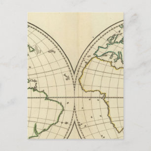 Postale Carte mondiale avec Latitude et Longititude