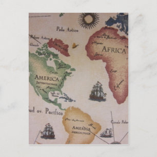 Postale Carte mondiale — Océan Atlantique
