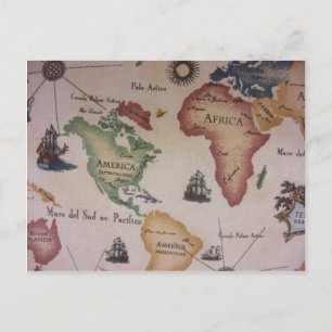 Postale Carte mondiale — Océan Atlantique