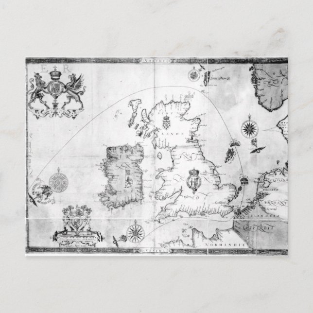 Postale Carte montrant l'itinéraire de la flotte Armada (Devant)