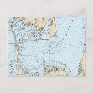 Postale Carte nautique de Charlotte Harbor Floride sur car