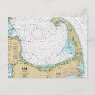 Postale Carte nautique de la baie de Old Cape Cod 