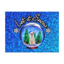 CARTE NOËL CHAT NEIGE Merci/Bienvenue/INVITATION -