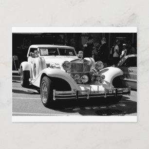 Postale Carte noire et blanche de voiture rétro Excalibur