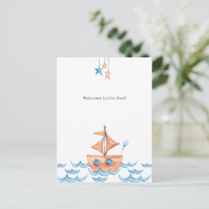 Postale Carte Nouveau-Né Bateau Mignon et Océan
