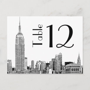 Postale Carte numérique NYC Skyline 01 Etched Table Number