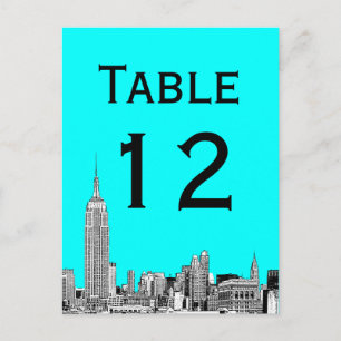 Postale Carte numérique NYC Skyline 01 Etched Table Number