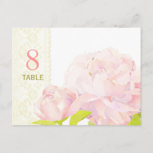 Postale Carte Numéro de la table de Mariage Watercolor Peo