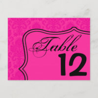 Carte Numéro de tableau Dentelle noire rose chaud