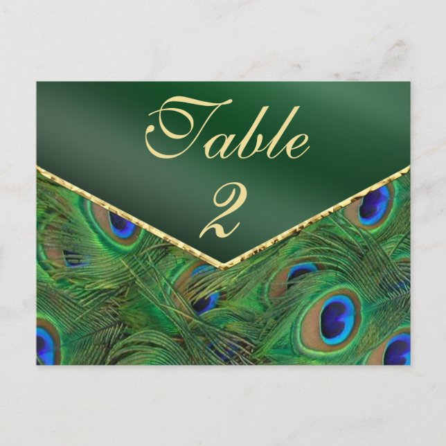 Postale Carte Numéro de tableau Emerald Green Peacock (Devant)