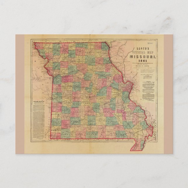 Postale Carte officielle de Lloyd's du Missouri (1861) (Devant)