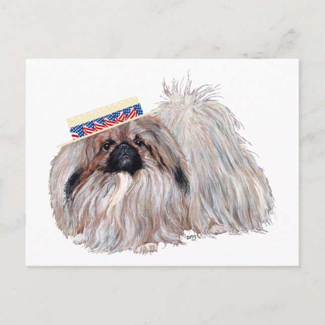 Postale Carte Patriotique Pekingese (Devant)