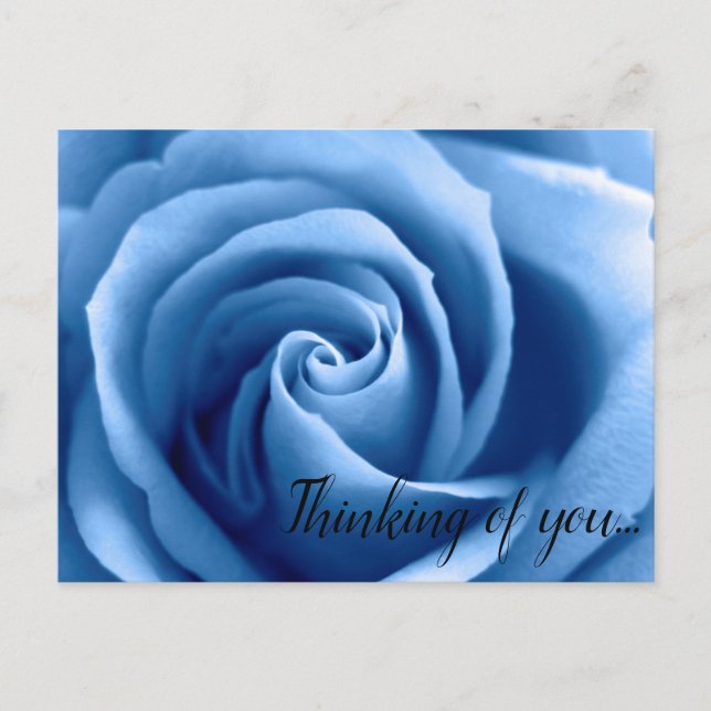 Postale Carte Pensées pour toi Rose Bleue (Devant)