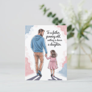 Postale Carte père et fille Fête du Père Anniversaire